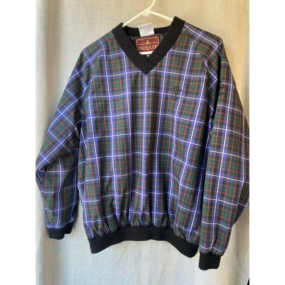 Vintage ProQuip Ladies Large Tartan Plaid Windbreaker Golf Jacket